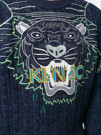 Shop Kenzo Embroidered Tiger Logo Sweater In Blue