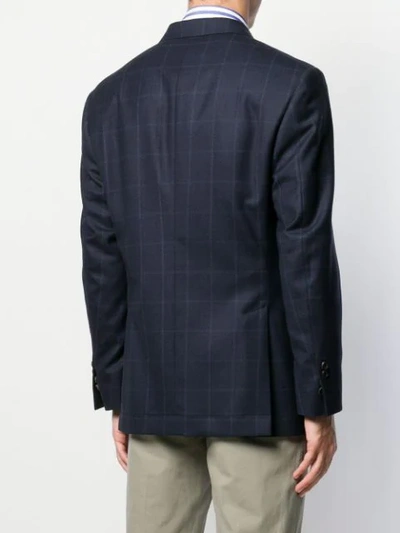Shop Brunello Cucinelli Check Print Suit Jacket In C002 Navy