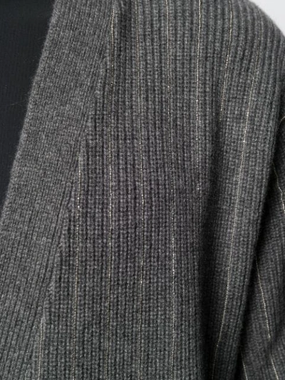 Shop Fendi Metallic-stripe Long-line Cardigan In Grey