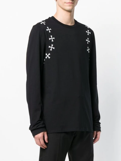 Shop Neil Barrett Cross Motif Long-sleeved T-shirt - Black