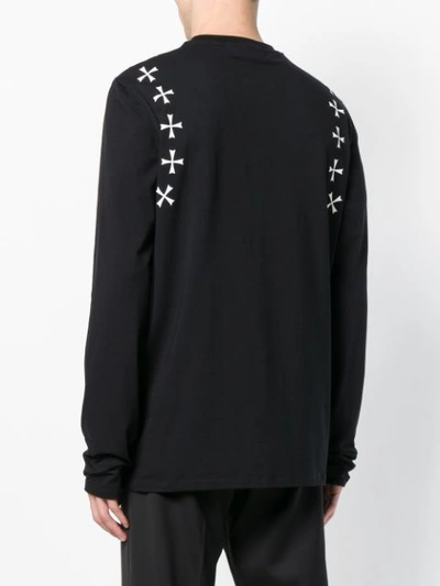 Shop Neil Barrett Cross Motif Long-sleeved T-shirt - Black