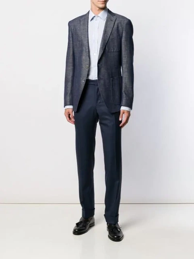 Shop Canali Tailored Wool Trousers In Blue