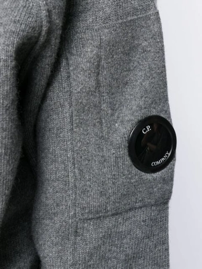 Shop C.p. Company Lens Detail Turtleneck Jumper In Grey