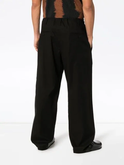Shop Yohji Yamamoto Black Wide-leg Drawstring Trousers