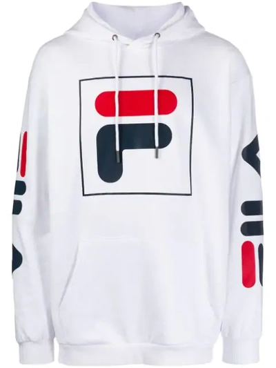 Shop Fila Logo Print Hoodie In White