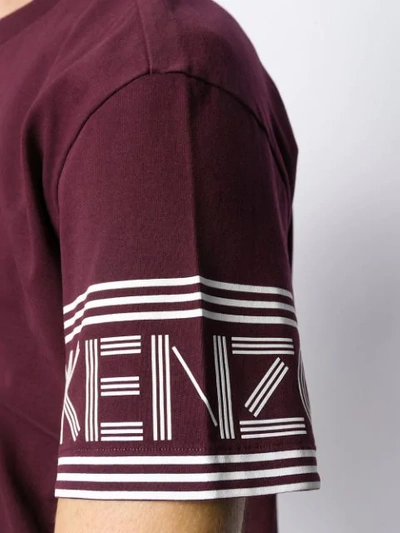 Shop Kenzo Striped Logo T-shirt In 23bbordeaux