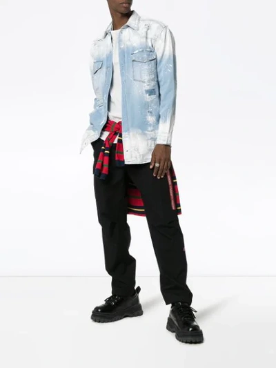 Shop Faith Connexion Slash Paint Print Denim Jacket In Blue