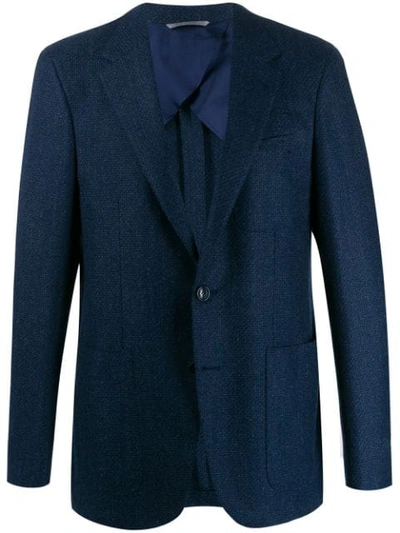 Shop Canali Logo Plaque Blazer In Blue