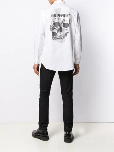 Shop Philipp Plein Embellished Skull Shirt In White