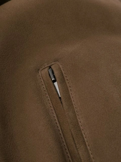Shop Desa 1972 Zipped Leather Hoodie In Brown