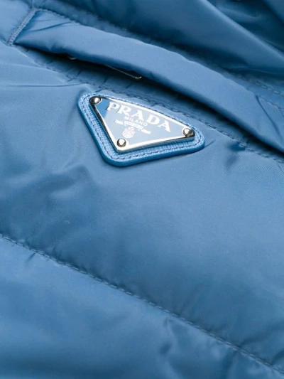 Shop Prada Contrast Panel Padded Jacket In Blue