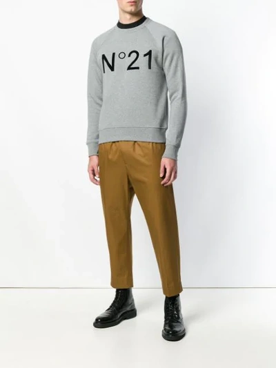 Shop N°21 Logo Print Sweater In Grey