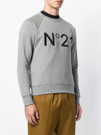 Shop N°21 Logo Print Sweater In Grey