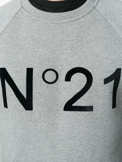Shop N°21 Logo Print Sweater In Grey