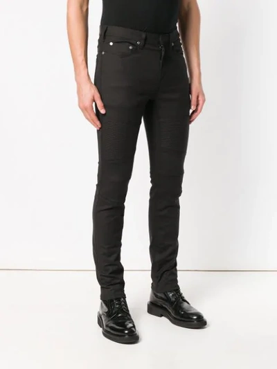 Shop Neil Barrett Skinny Modernist Biker Jeans - Black