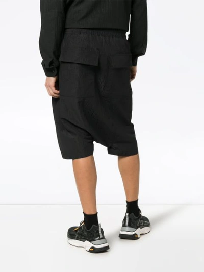 Shop Rick Owens Seersucker Wool Drop Crotch Shorts In Black