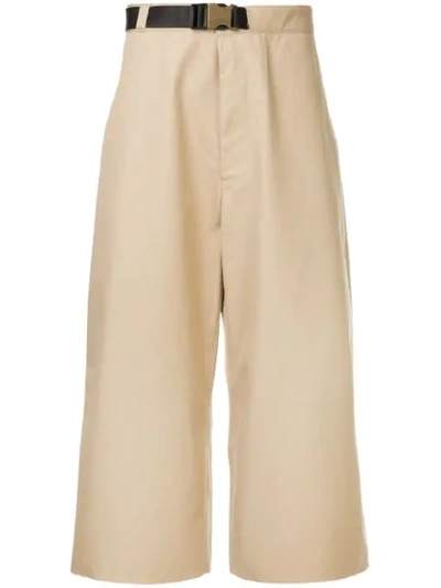 Shop Facetasm Wide Leg Cropped Trousers - Brown