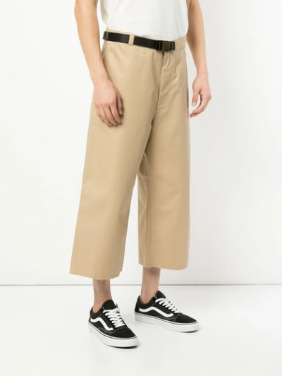 Shop Facetasm Wide Leg Cropped Trousers - Brown