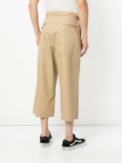 Shop Facetasm Wide Leg Cropped Trousers - Brown