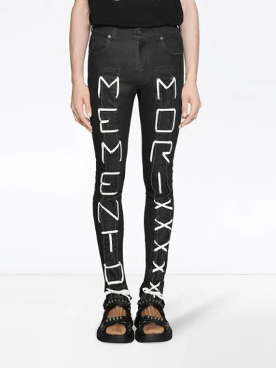 Shop Gucci Super Skinny Pant With ”memento Mori” In Black