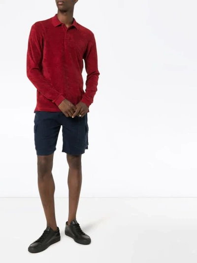 Shop Orlebar Brown Jarret Towelling Polo Shirt In Red