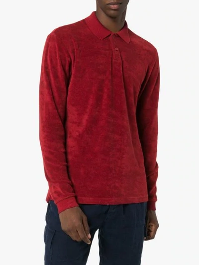 Shop Orlebar Brown Jarret Towelling Polo Shirt In Red