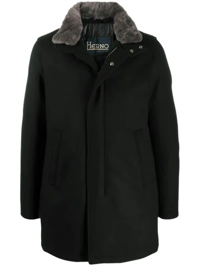 Shop Herno Fur Collar Coat In 9300 Nero