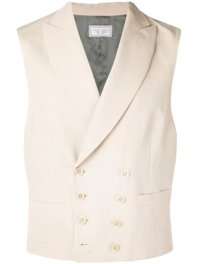 Shop Brunello Cucinelli Double Breasted Waistcoat In Neutrals