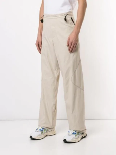 Shop Affix Contrast Stitching Wide-leg Trousers In White