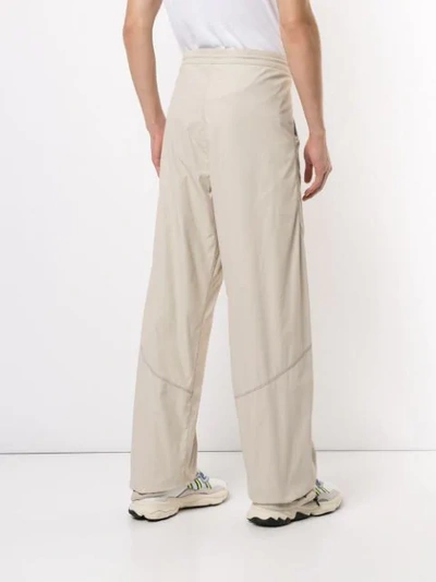 Shop Affix Contrast Stitching Wide-leg Trousers In White