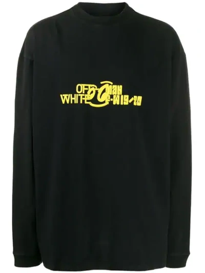 Shop Off-white Logo Print Hoodie In Black