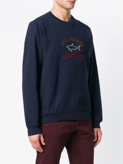 Shop Paul & Shark Embroidered Logo Sweatshirt  In Blue