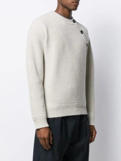 Shop Lanvin Button Shoulder Knitted Sweater In Neutrals