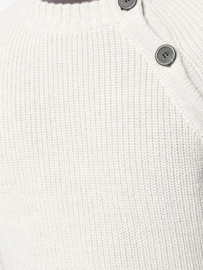 Shop Lanvin Button Shoulder Knitted Sweater In Neutrals