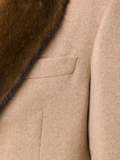 Shop Versace Shawl Collar Coat In Brown