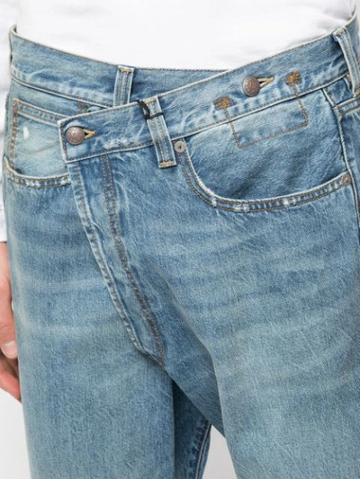 Shop R13 Asymmetric Cropped Jeans In Blue