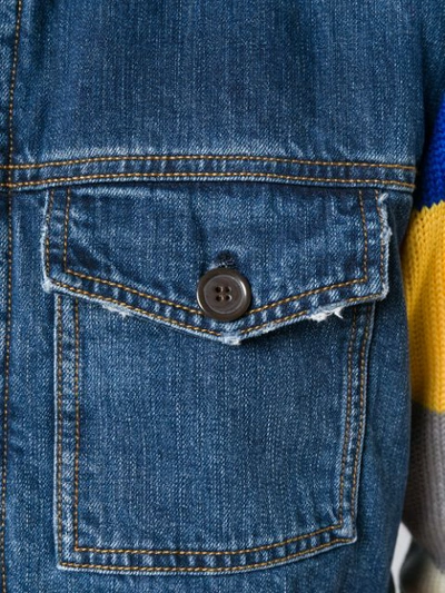 Shop Lc23 Knit-panelled Jacket - Blue