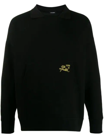 Shop Raf Simons Polo Collar Sweatshirt In Black