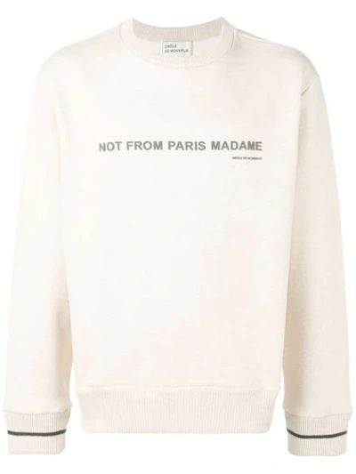 Shop Drôle De Monsieur Crew Neck Sweatshirt In Neutrals