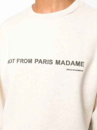 Shop Drôle De Monsieur Crew Neck Sweatshirt In Neutrals