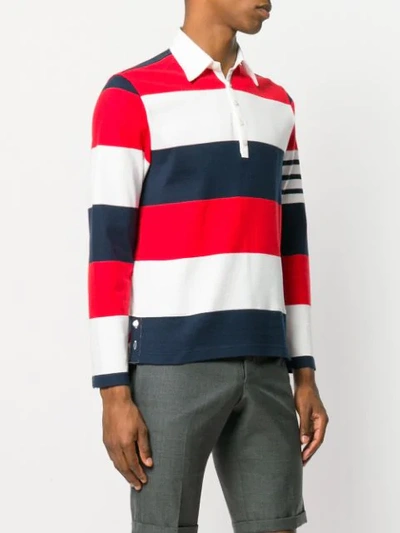 Shop Thom Browne Rugby Stripe Relaxed Fit Long Sleeve Polo In Multicolour