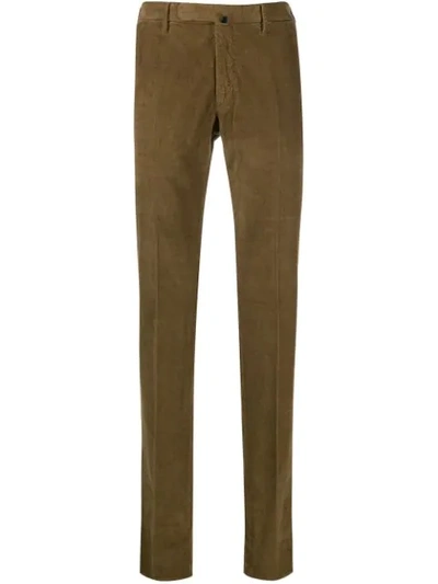 Incotex Textured Straight-leg Trousers In Green