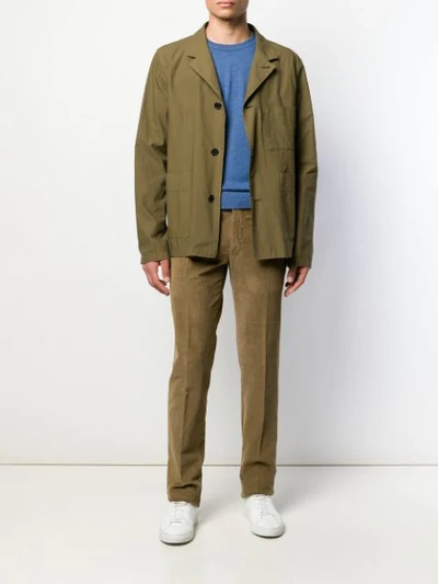 Incotex Textured Straight-leg Trousers In Green