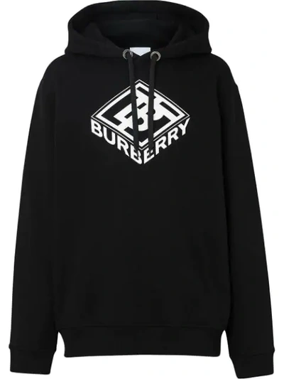 Shop Burberry Logo Graphic Hoodie In Black