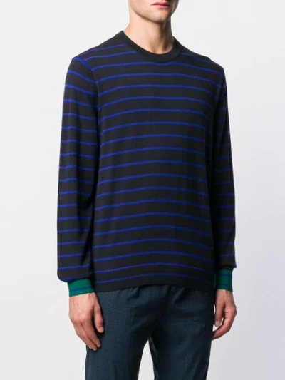 Shop Ps By Paul Smith Tonal Striped Jumper In Blue