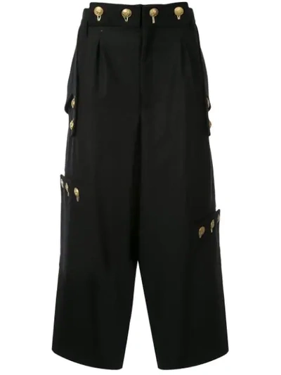 Shop Yohji Yamamoto Button Waist Trousers In Black