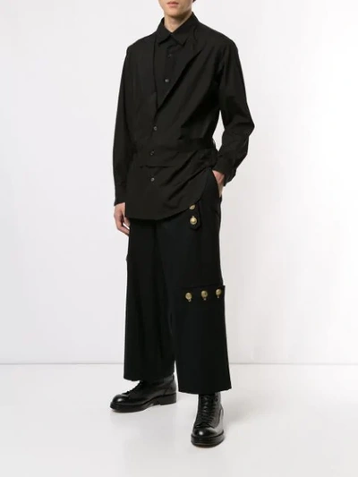 Shop Yohji Yamamoto Button Waist Trousers In Black