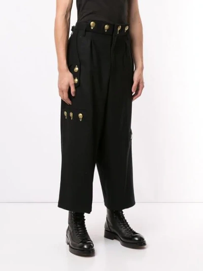 Shop Yohji Yamamoto Button Waist Trousers In Black