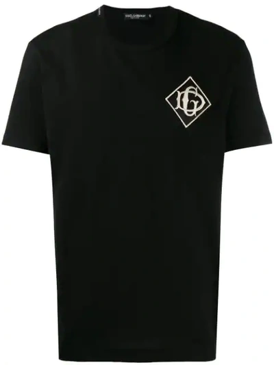 Shop Dolce & Gabbana Embroidered Logo Patch T-shirt In Black