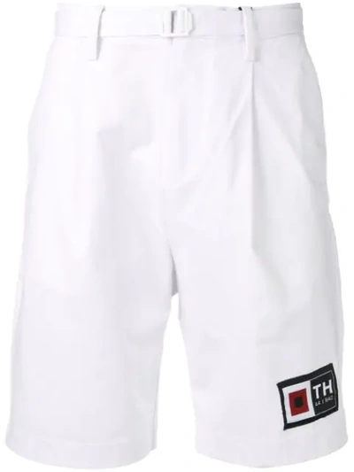 Shop Tommy Hilfiger Pleated Twill Shorts In White